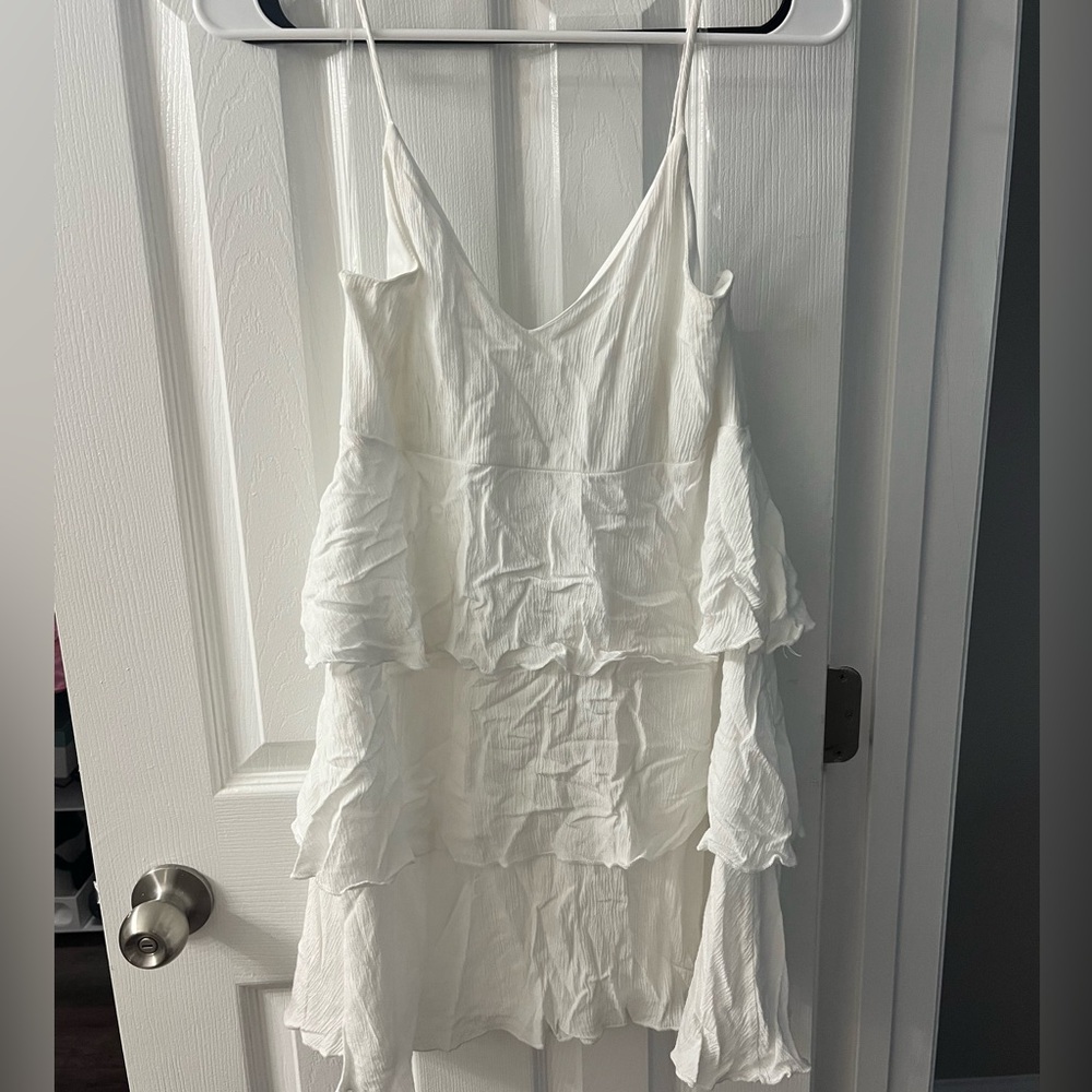 White ruffled tiered dress